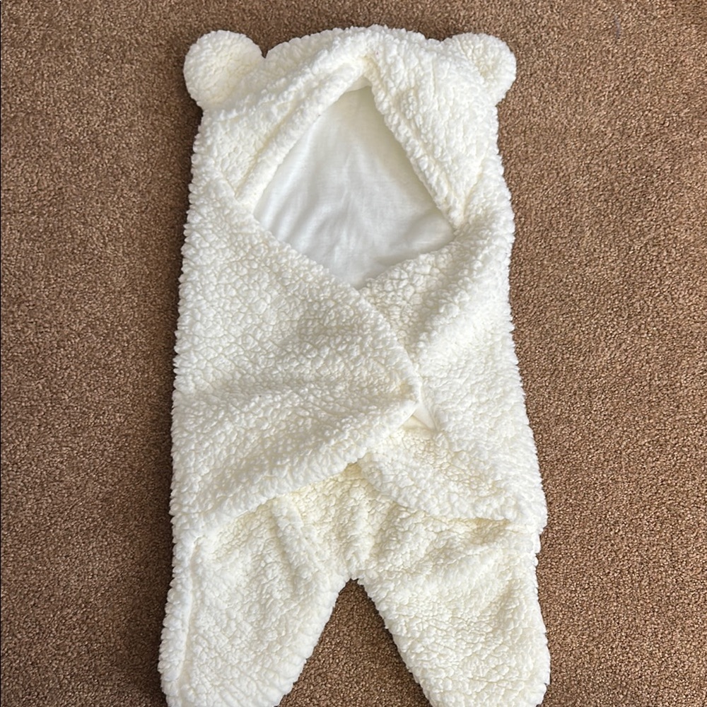 Cozy Cream Baby Wrap with Ears